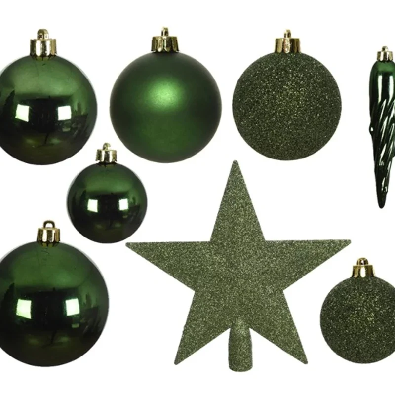 Unzerbrechlicher Christbaumschmuck Grün (33 Stück) - Image 2