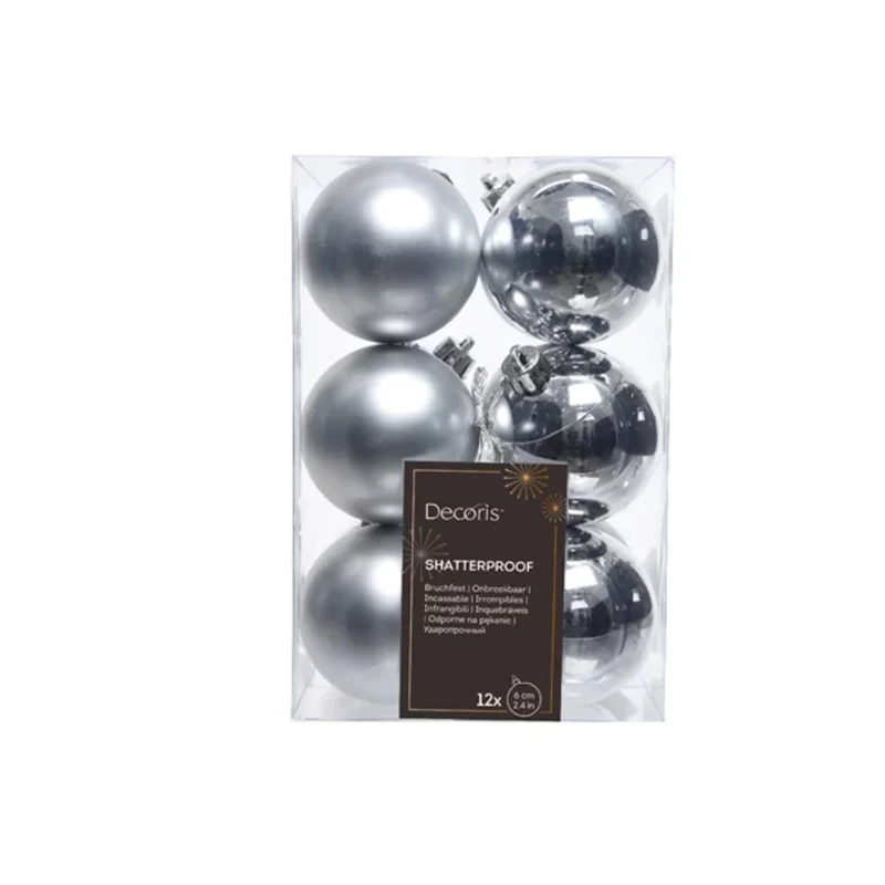 Weihnachtskugeln Silber (12 Stück)